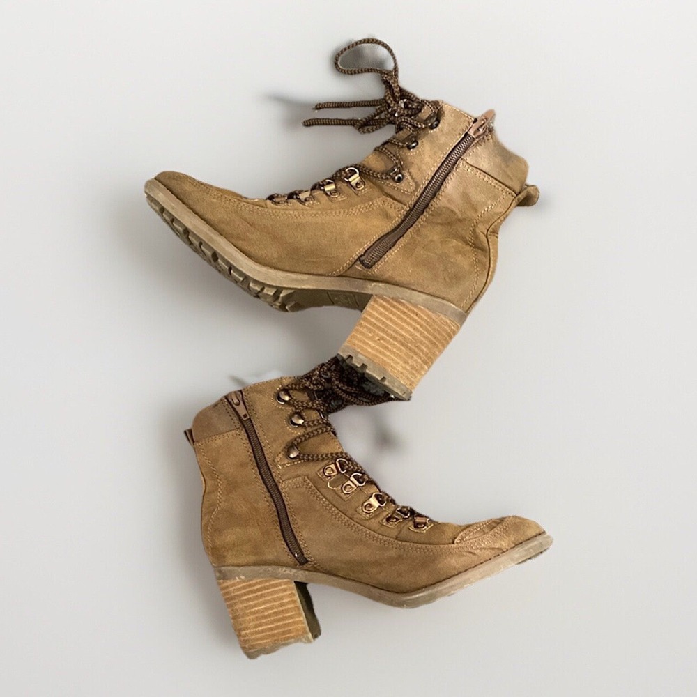 Carlos Santana‎ Faux Leather Combat Boots Size 9 Brown Women's Lace Up - Picture 4 of 7